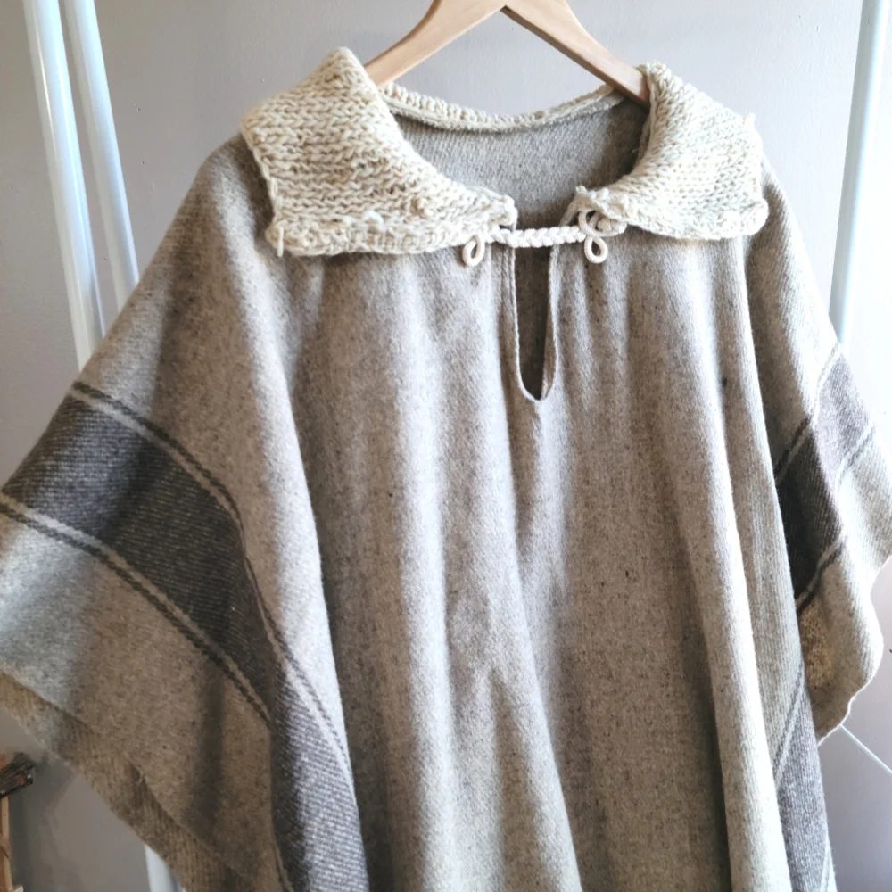 Artisan Made Wool Blanket Poncho - Picture 12 of 12